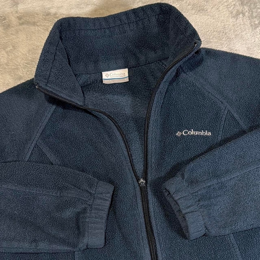 90s Vintage Columbia Sportswear Full Zip Fleece Jacket | Navy Blue | Small